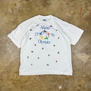 Vtg‎ 1996 Atlanta Olympics Back the Dream AOP T-Shirt Men's XL USA Made